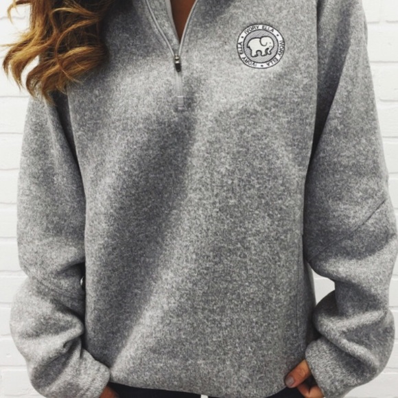 ivory ella Sweaters - Ivory Ella Grey Heathered Quarter Zip
